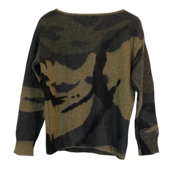Rag & Bone Sinclair Mohair Blend Crew Neck Sweater, Army Green Camo Print, Small - Picture 4 of 15